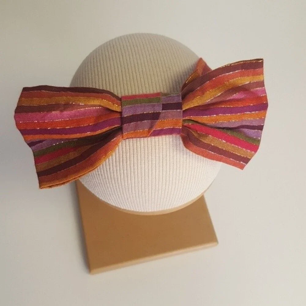 Gymboree Fall Gold Metallic Stripe Baby Bow